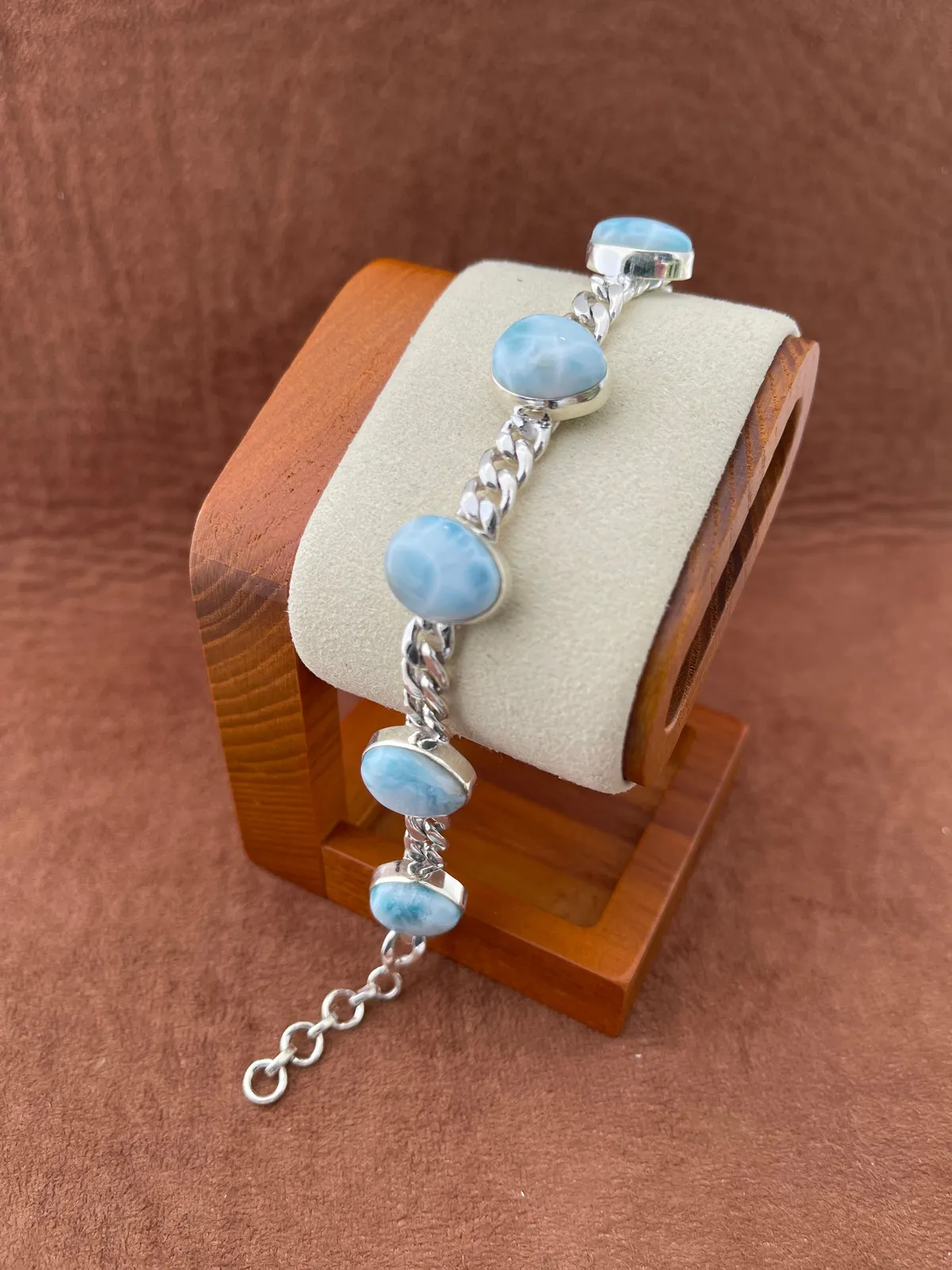 Pulseira grumet e larimar  - 1