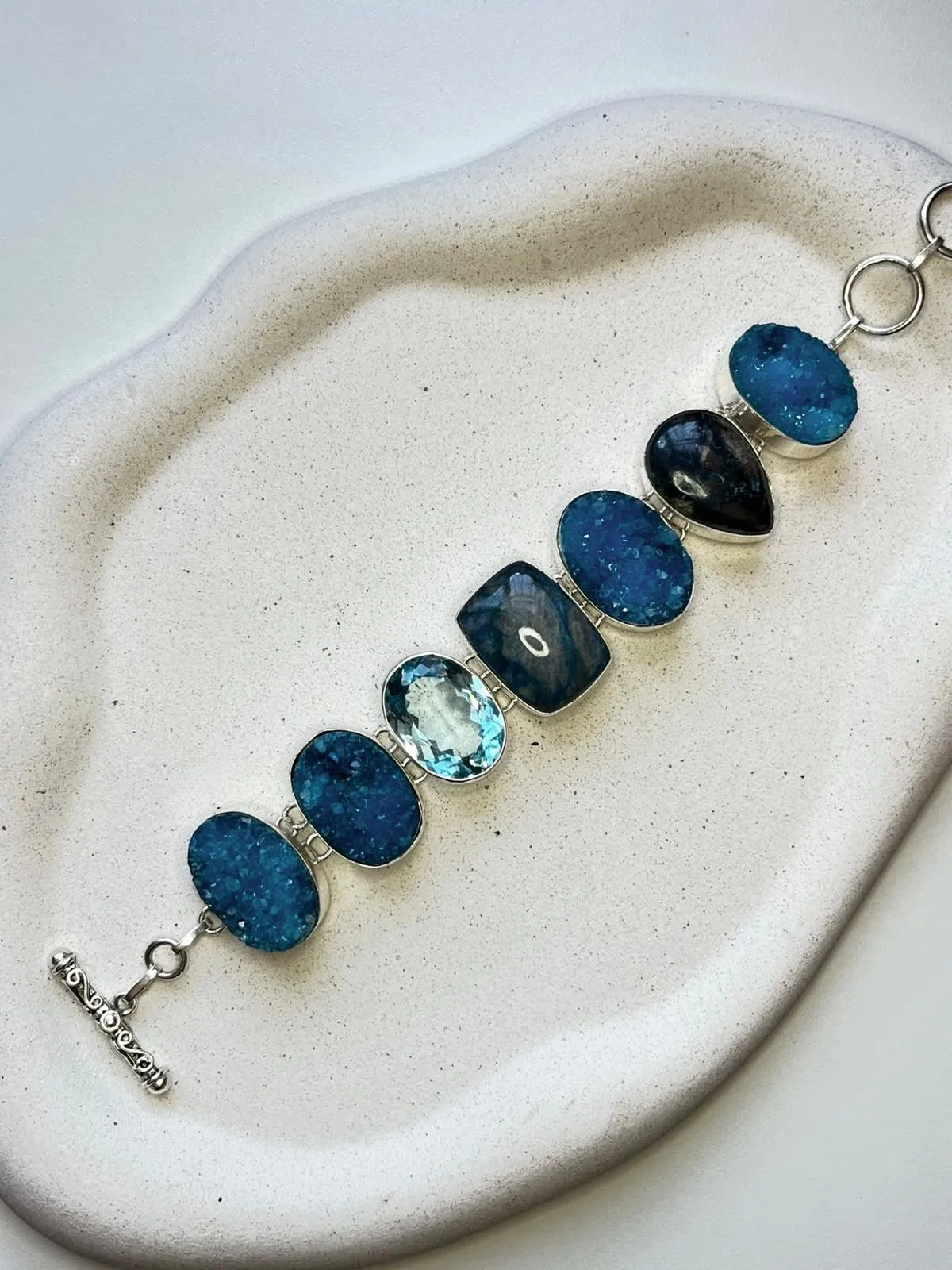 Pulseira sodalita/drusa cianita/topázio azul  - 1