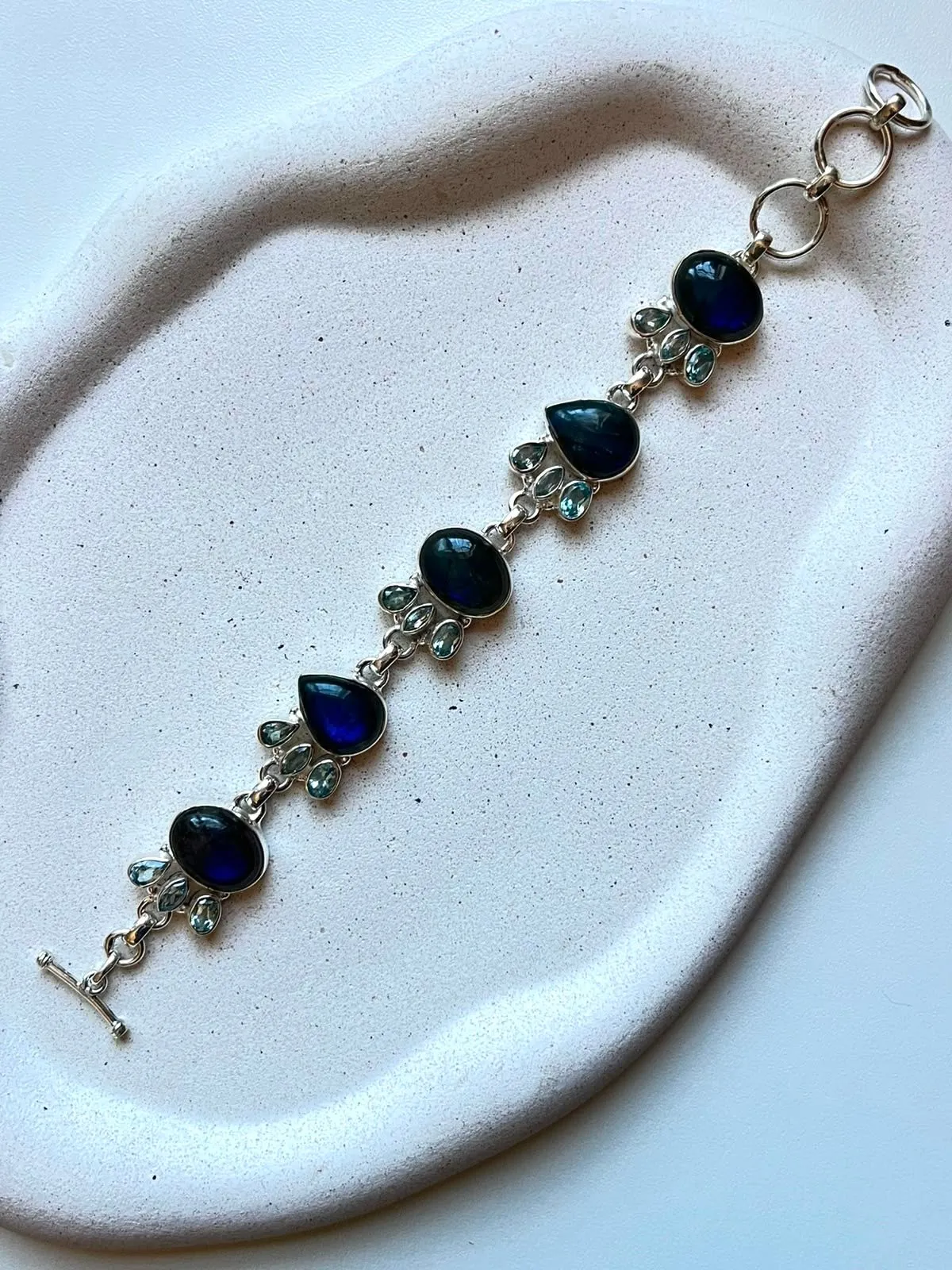 Pulseira Labradorita e topázio azul - 1