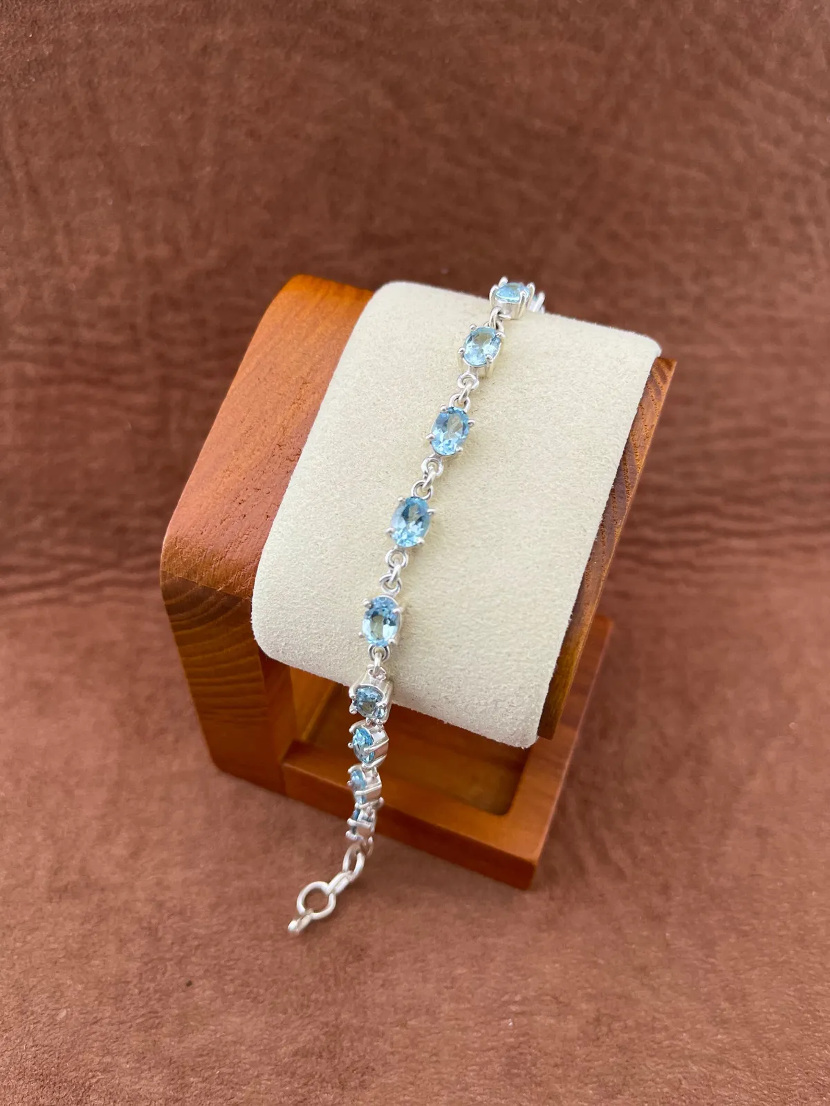 Pulseira topázio azul oval  - 1