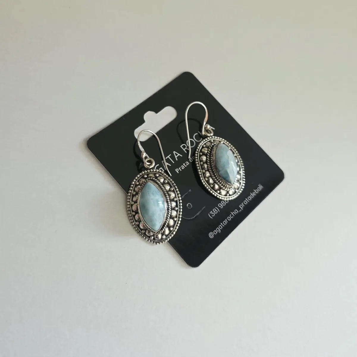 Brinco GG larimar com gancho indiano - 1