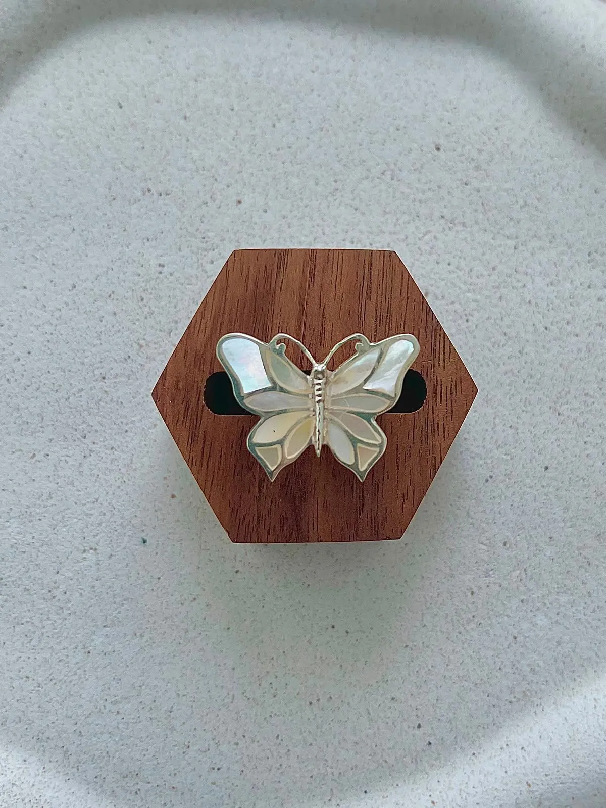 Anel Madrepérola borboleta  - 1