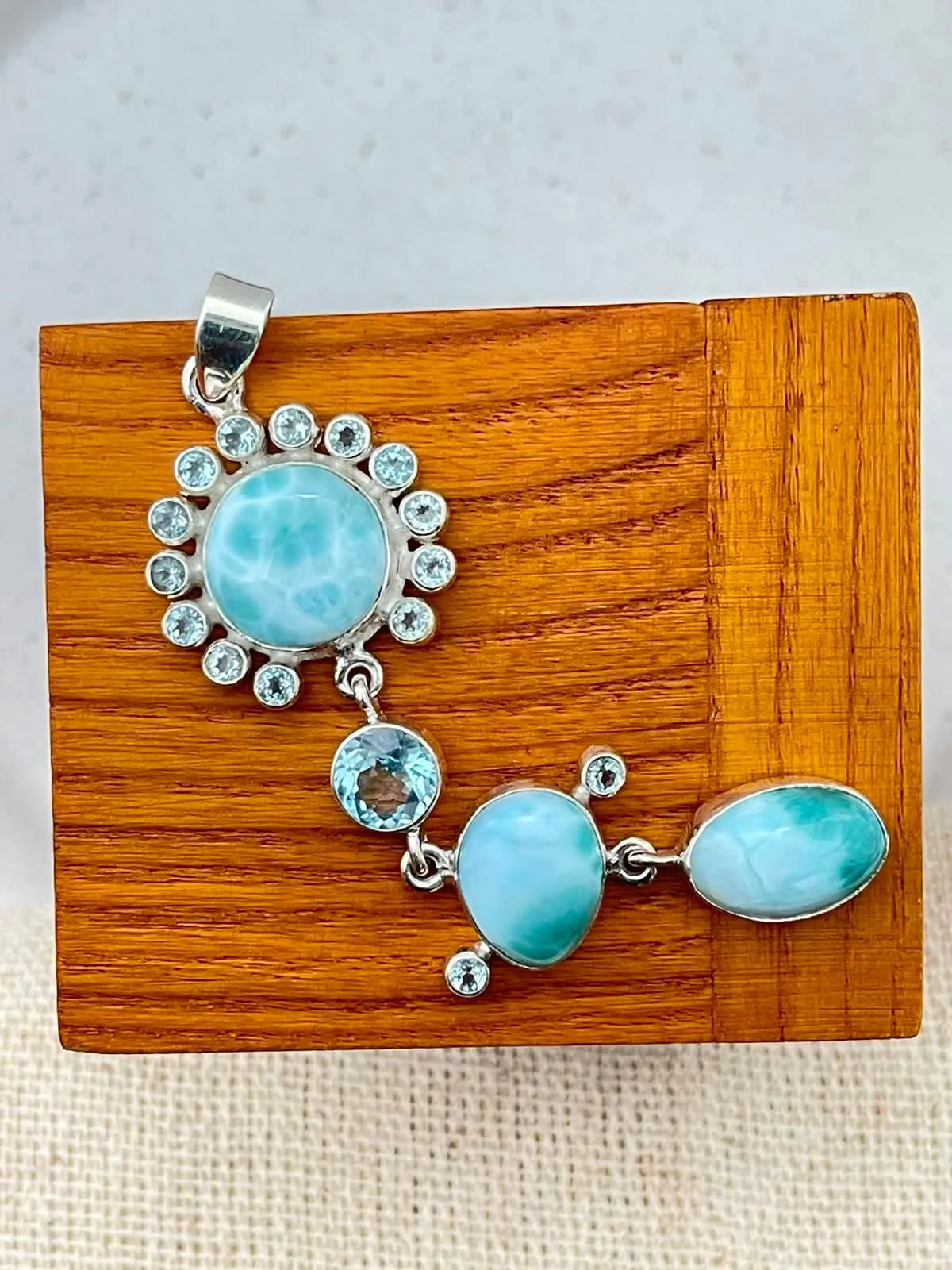 Pingente larimar + topázio azul - 2