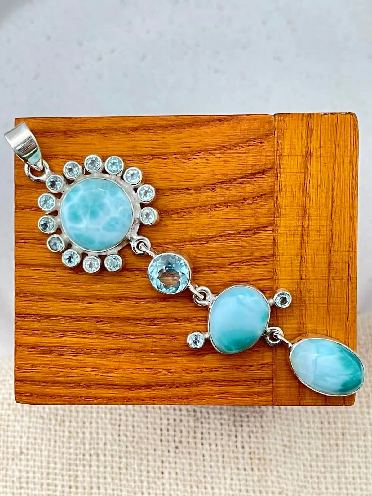 Pingente larimar + topázio azul - 1