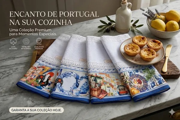 Pano de Copa Premium Santa Margarida | Barrado Digital | Pé de Galinha | Artesanal  Portugal 