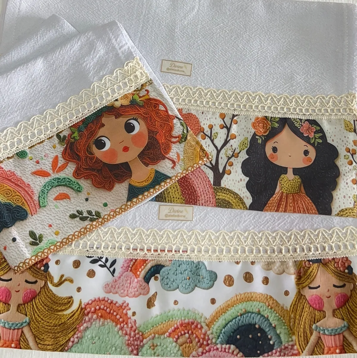 3 Pano de prato Meninas  - 3