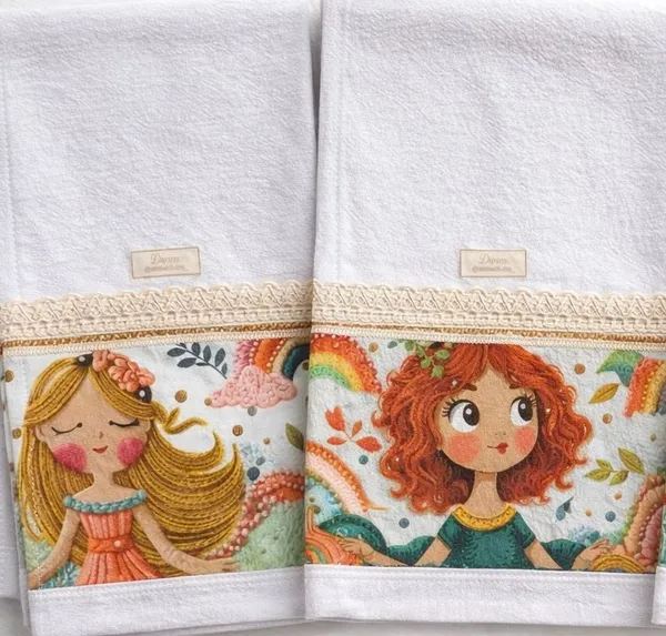 3 Pano de prato Meninas 