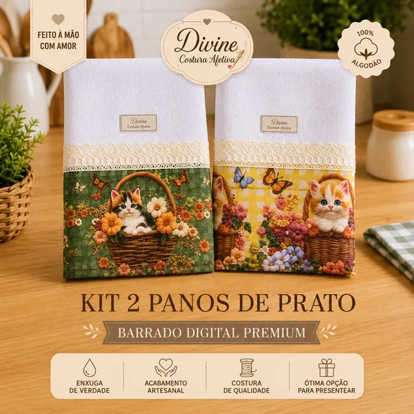 2 Pano de prato Gato