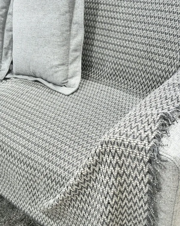 Manta Xale Textura Crochê Cinza