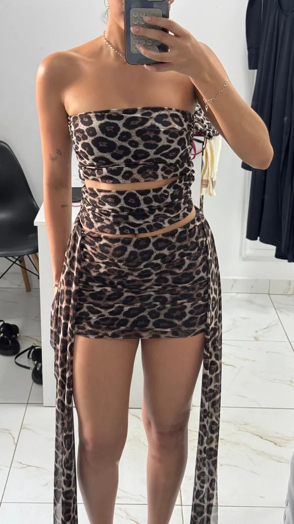 TOP POLIAMIDA C/ TULE ONÇA - imagem 2