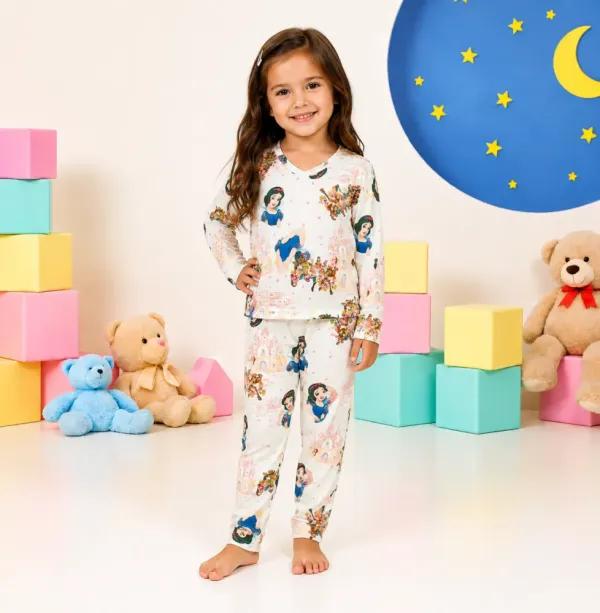 Pijama manga longa infantil - Branca de neve