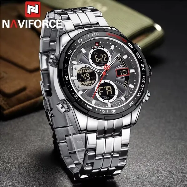 Relógio Naviforce 9197-S Masculino Analógico Digital Aço Inoxidável