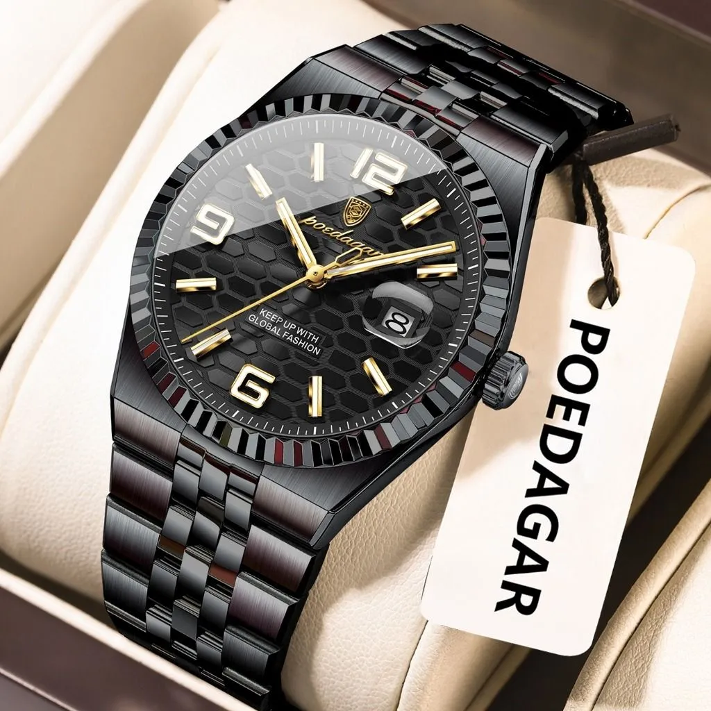 Relógio Masculino POEDAGAR Luxo Business Aço Inoxidável - 10