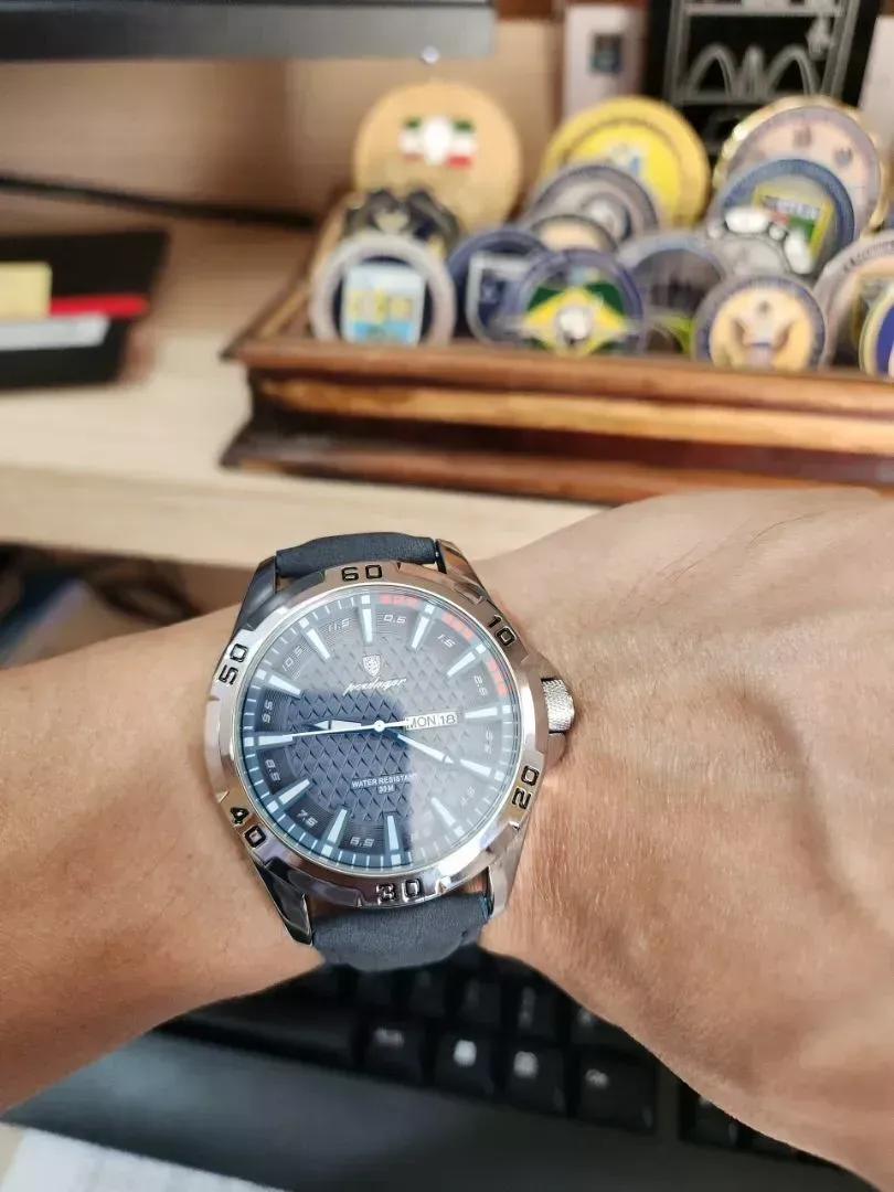 Relógio Masculino POEDAGAR Luxo Business em Couro - 1