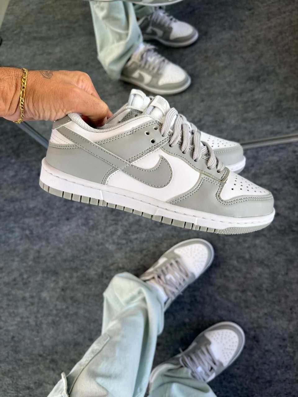 TÊNIS DUNK LINHA LUXO CINZA BRANCO   - 6