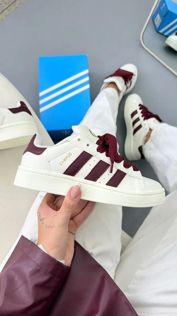 TENIS ADIDAS CAMPUS 00s BRANCO BORDÔ