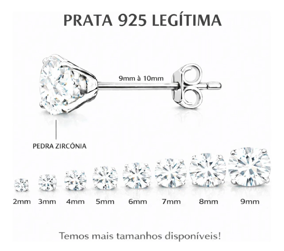 BRINCO PONTO DE LUZ ZIRCÔNIA 10mm - PRATA 925 - imagem 4