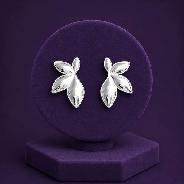BRINCO MEIA FLOR - PRATA 925 - imagem 1
