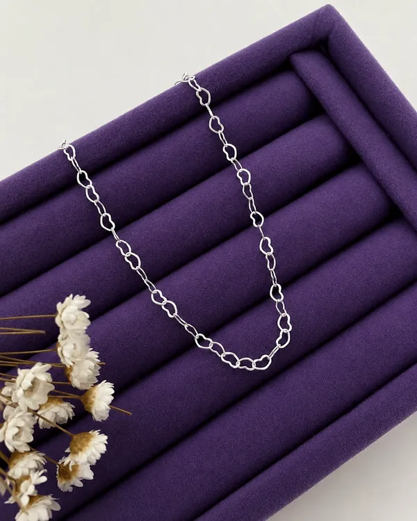 CHOKER CORAÇÕES 40CM - PRATA 925