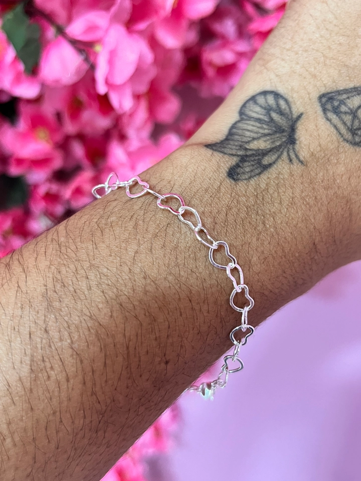 Pulseira elos de corações M