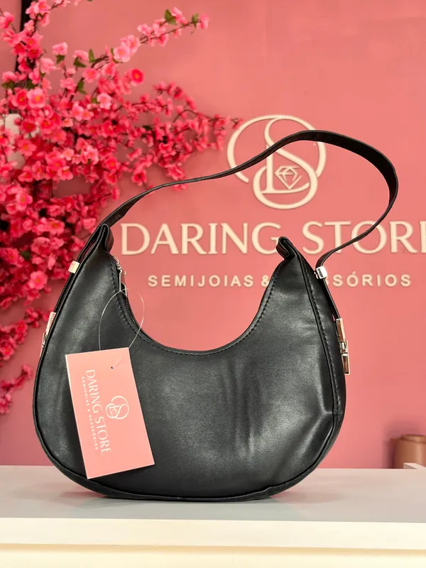 Bolsa Meia Lua Baguete Preta M