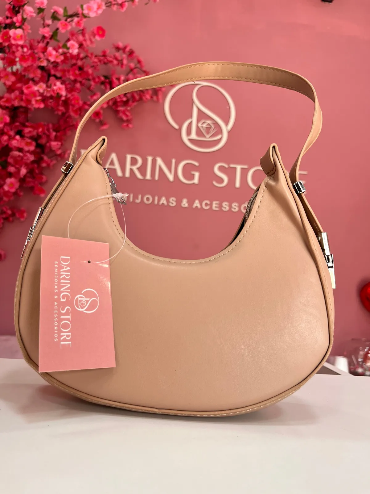 Bolsa Meia Lua Baguete Bege M - 1