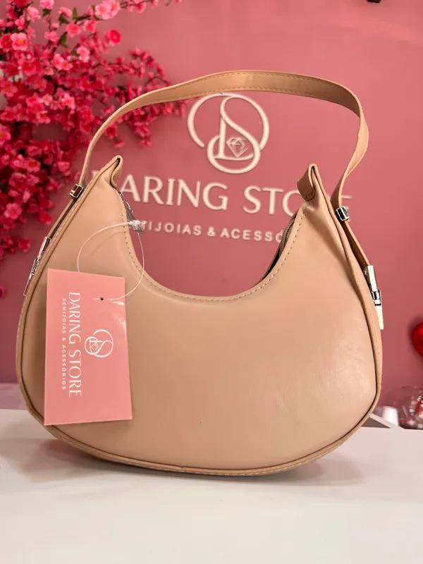 Bolsa Meia Lua Baguete Bege M