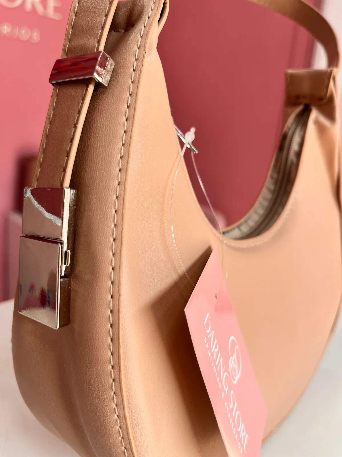 Bolsa Meia Lua Baguete Bege M - 2
