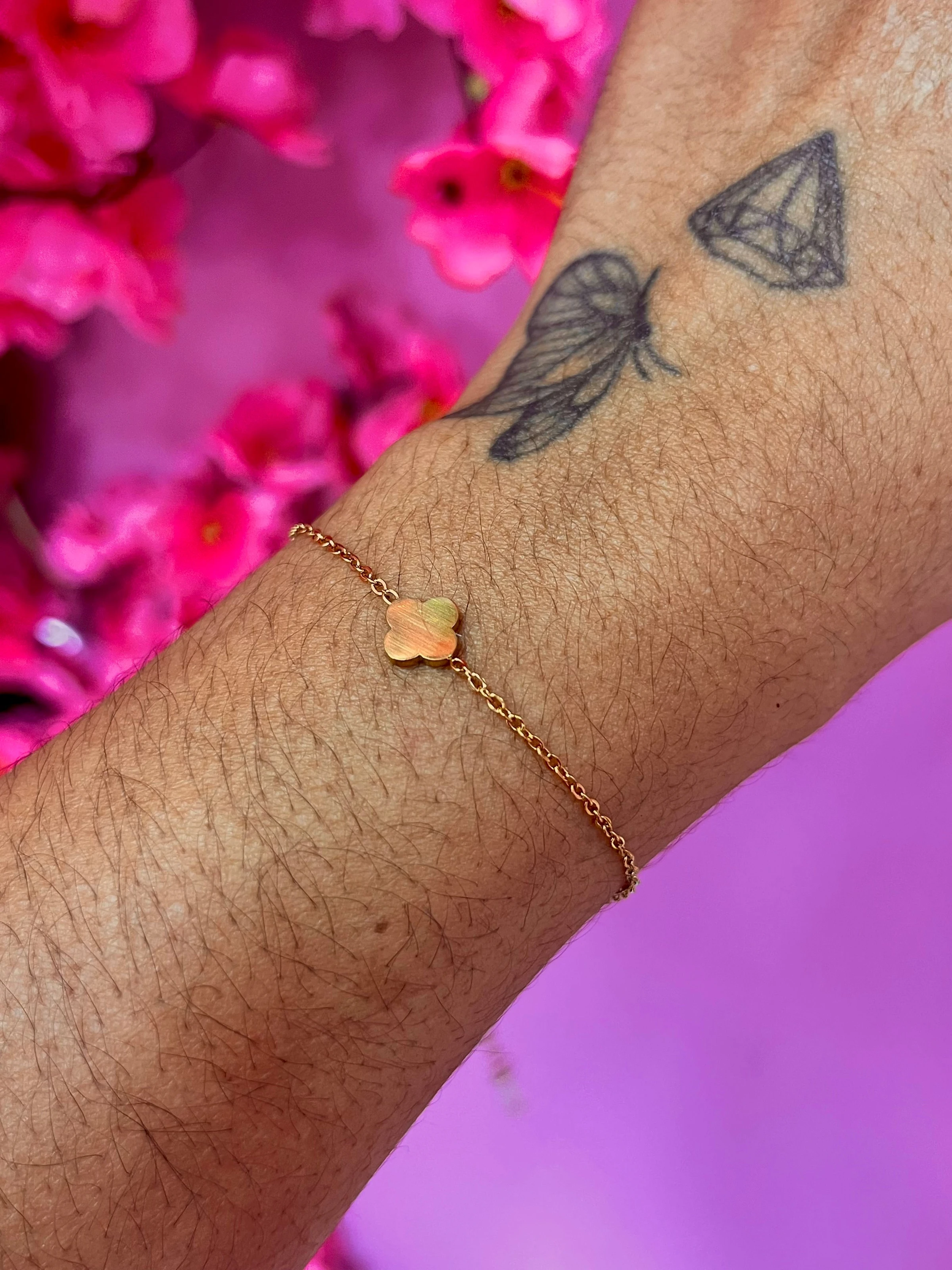 Pulseira trevo liso Aço - 1