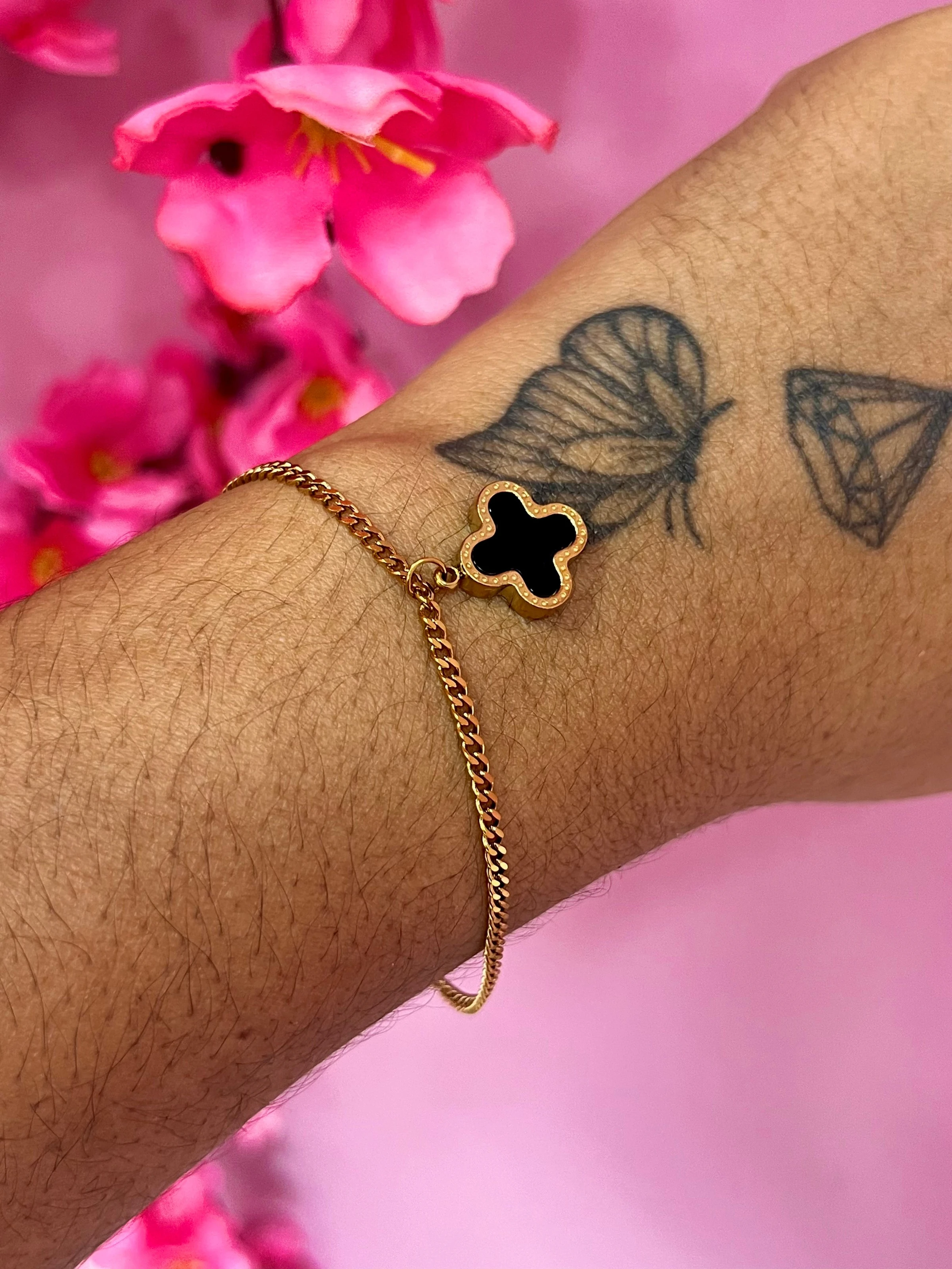 Pulseira trevo black Aço - 1