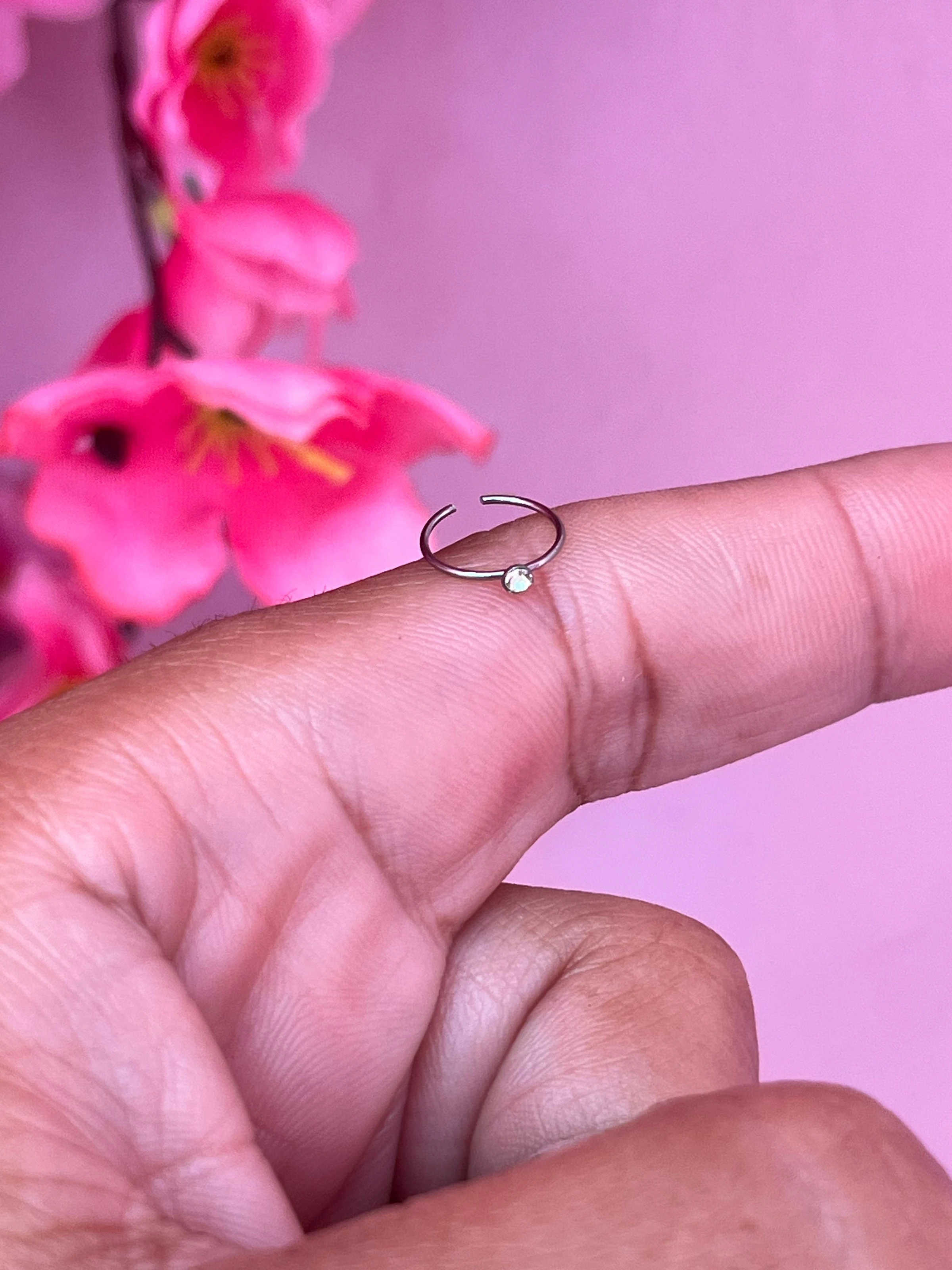 Piercing argola c/ Ponto de Luz em aço para o nariz   - 1