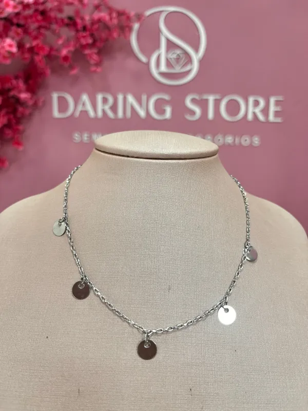 Colar choker Medalhinhas aço