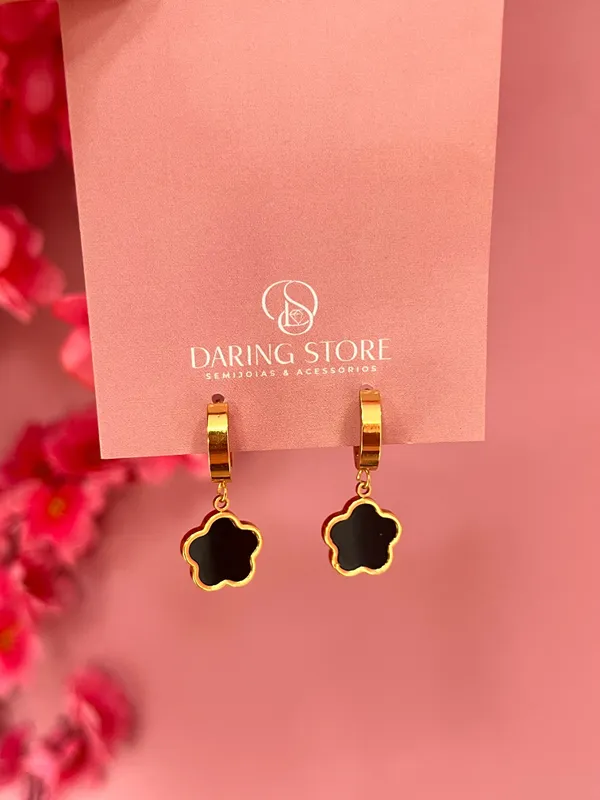 Argola flor black Aço 