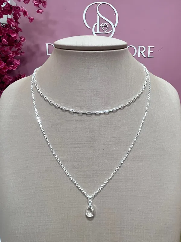 Colar duplo Gota cristal 