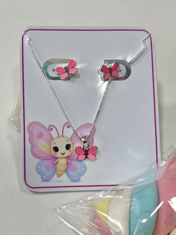 Conjunto Borboleta Rosa