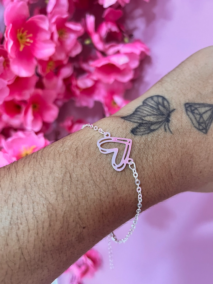 Pulseira coração vazados 