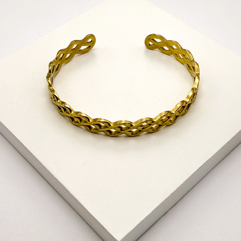 00005 - Bracelete elos entrelaçados dourado - 2