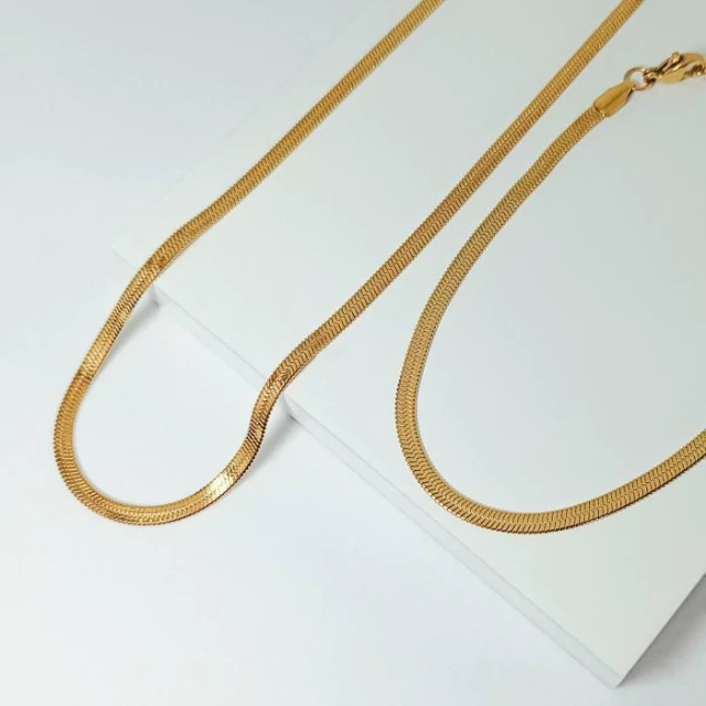 Conjunto pulseira e corrente fita 4 MM