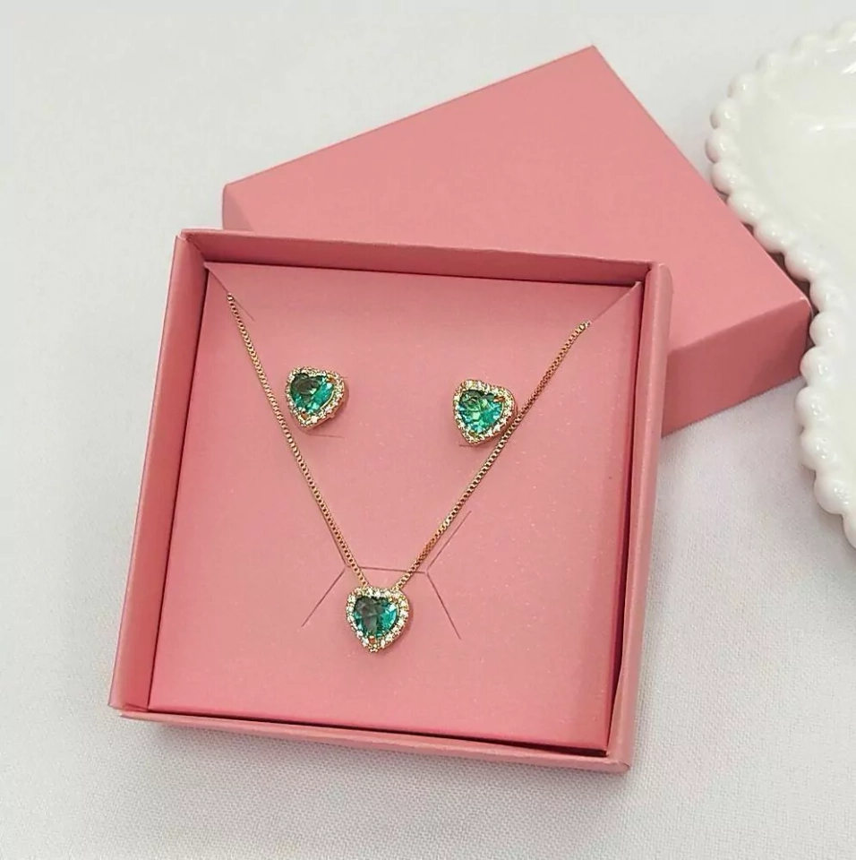 Conjunto coração verde