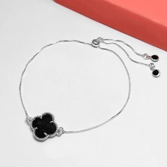 Pulseira regulável trevo preto - 1
