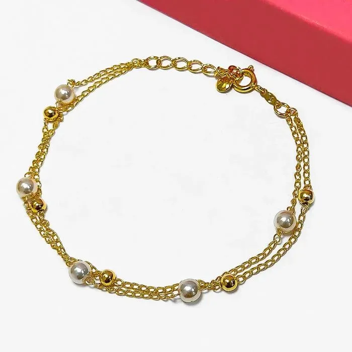 Pulseira dupla esferas e pérolas - 1