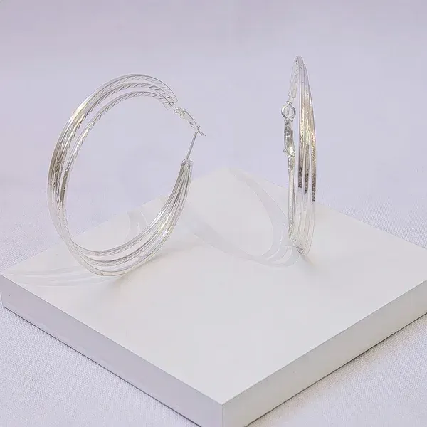 Argola 3 fios diamantados G - 1