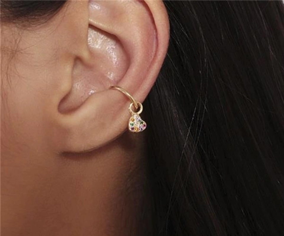 Piercing fake coração colorido - 3