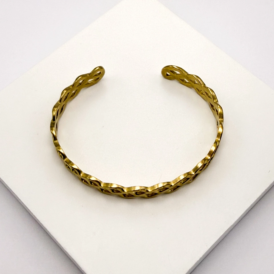 00005 - Bracelete elos entrelaçados dourado