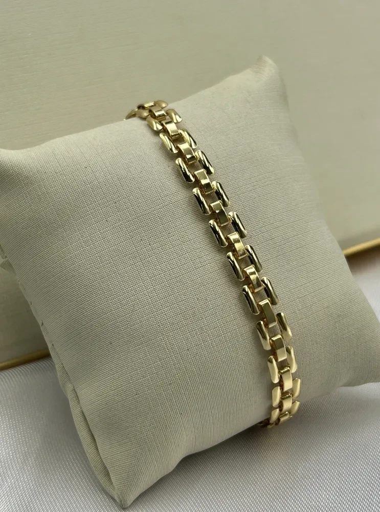 Bracelete Esteira banhado a ouro 18k - 1