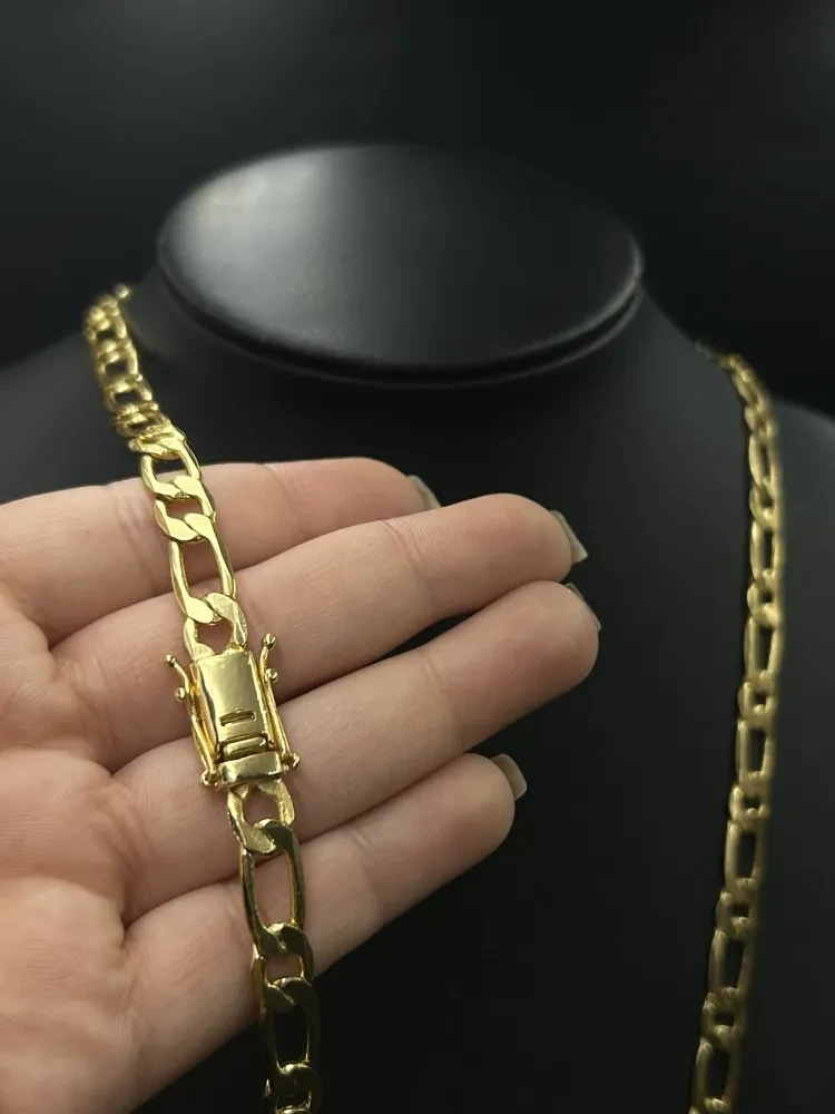 Corrente 2x1 - 7MM banhado a ouro 18k - 1