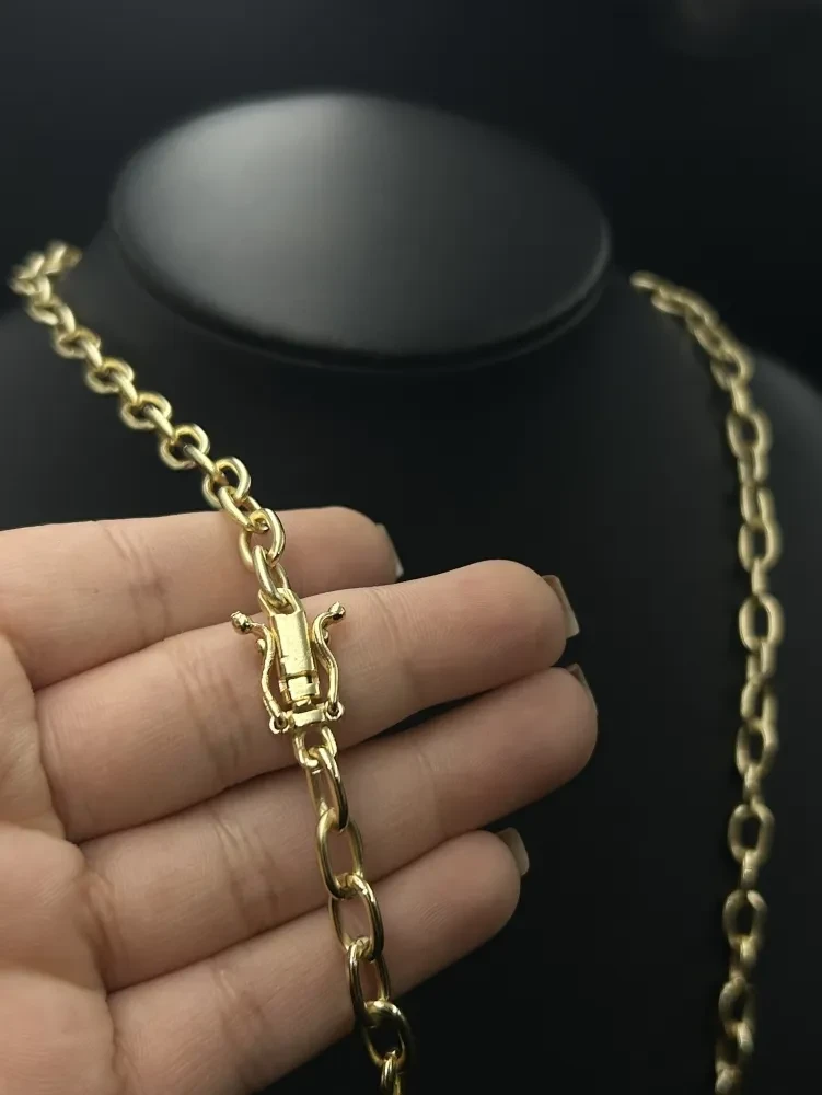 Corrente Cadeado Boleado - 6MM banhado a ouro 18k - 1