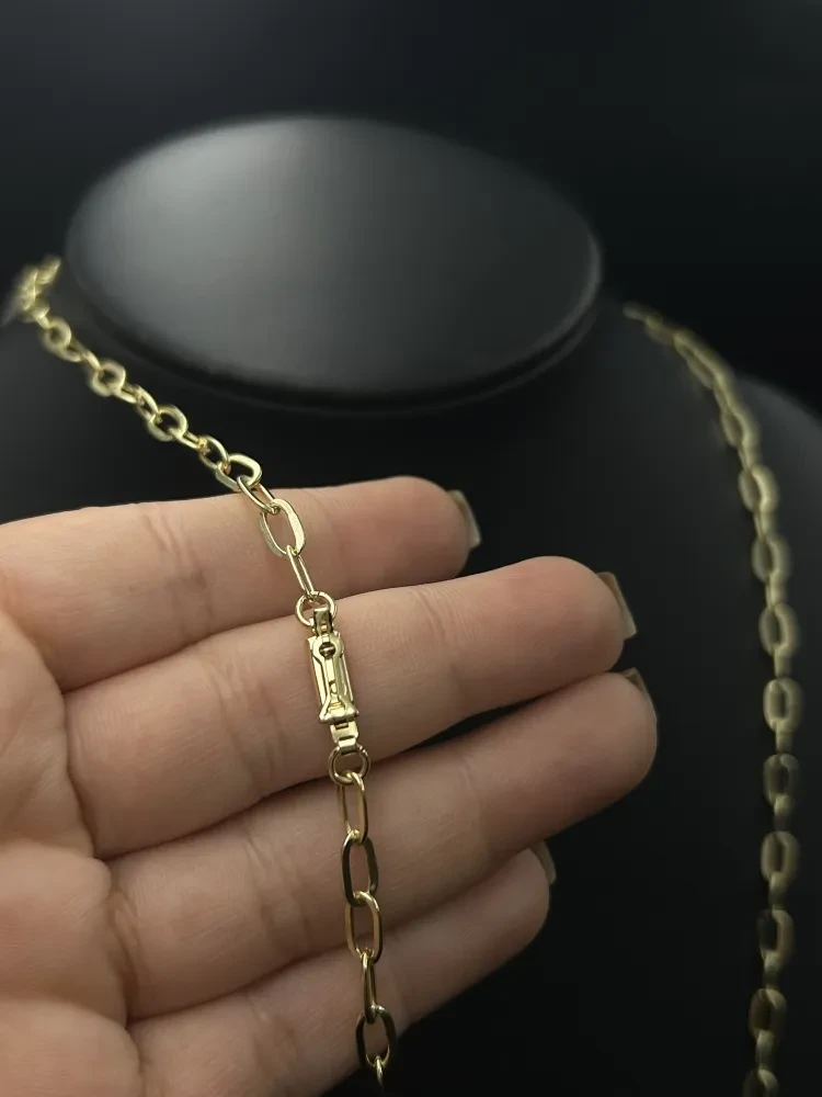Corrente Cartier Aloganda Paperclip - 4MM banhado a ouro 18k - 1