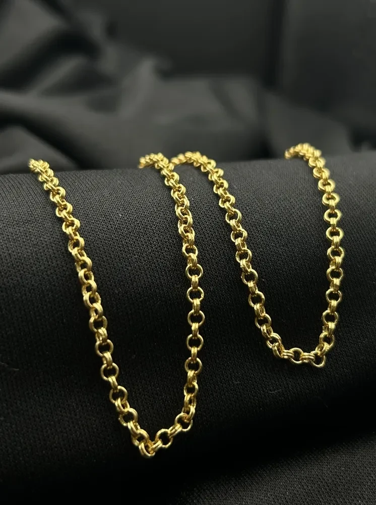 Corrente Elo Português Dupla - 3MM banhado a ouro 18k - 2
