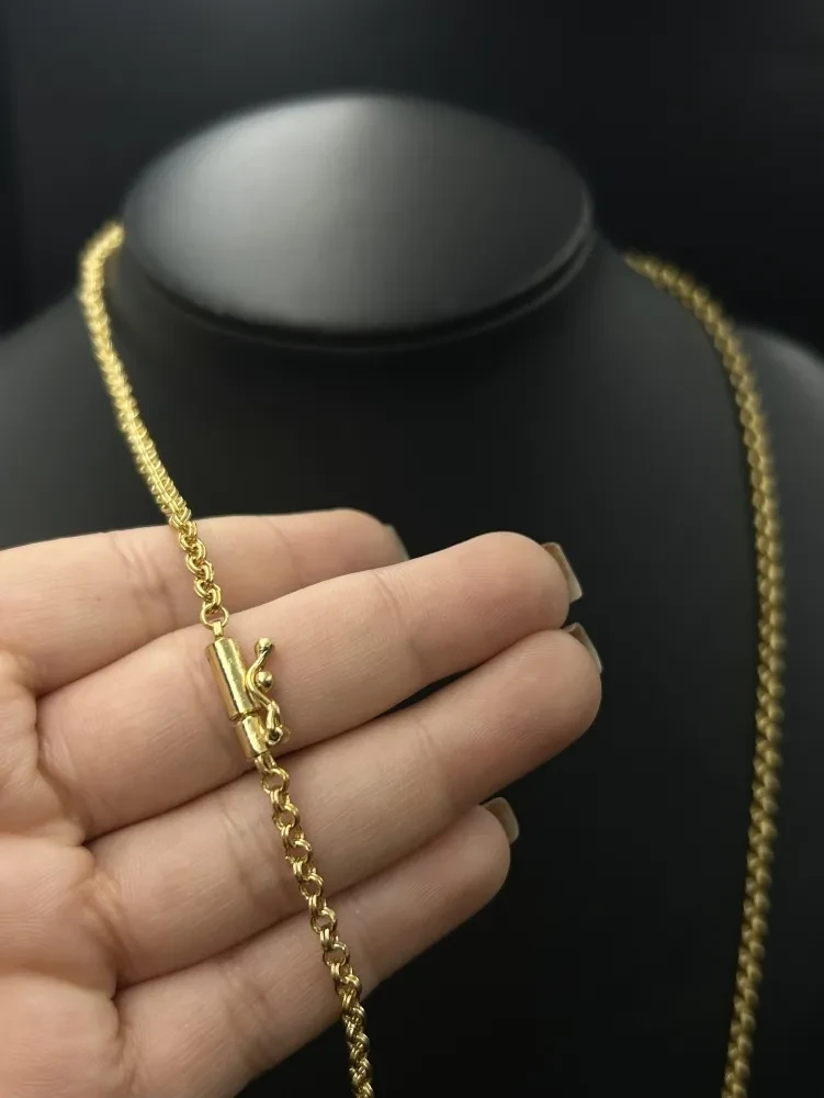 Corrente Elo Português Dupla - 3MM banhado a ouro 18k - 1